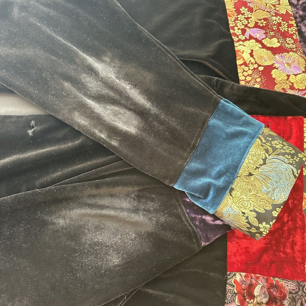 Vintage Velvet Patchwork Button Up Jacket Tunic A… - image 5